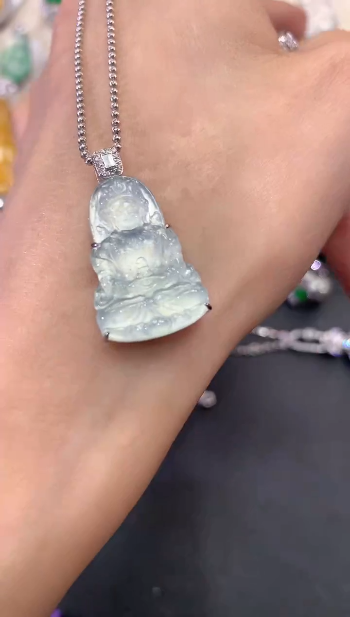 【闪购商品】翡翠吊坠(不含链)18K金镶嵌q8