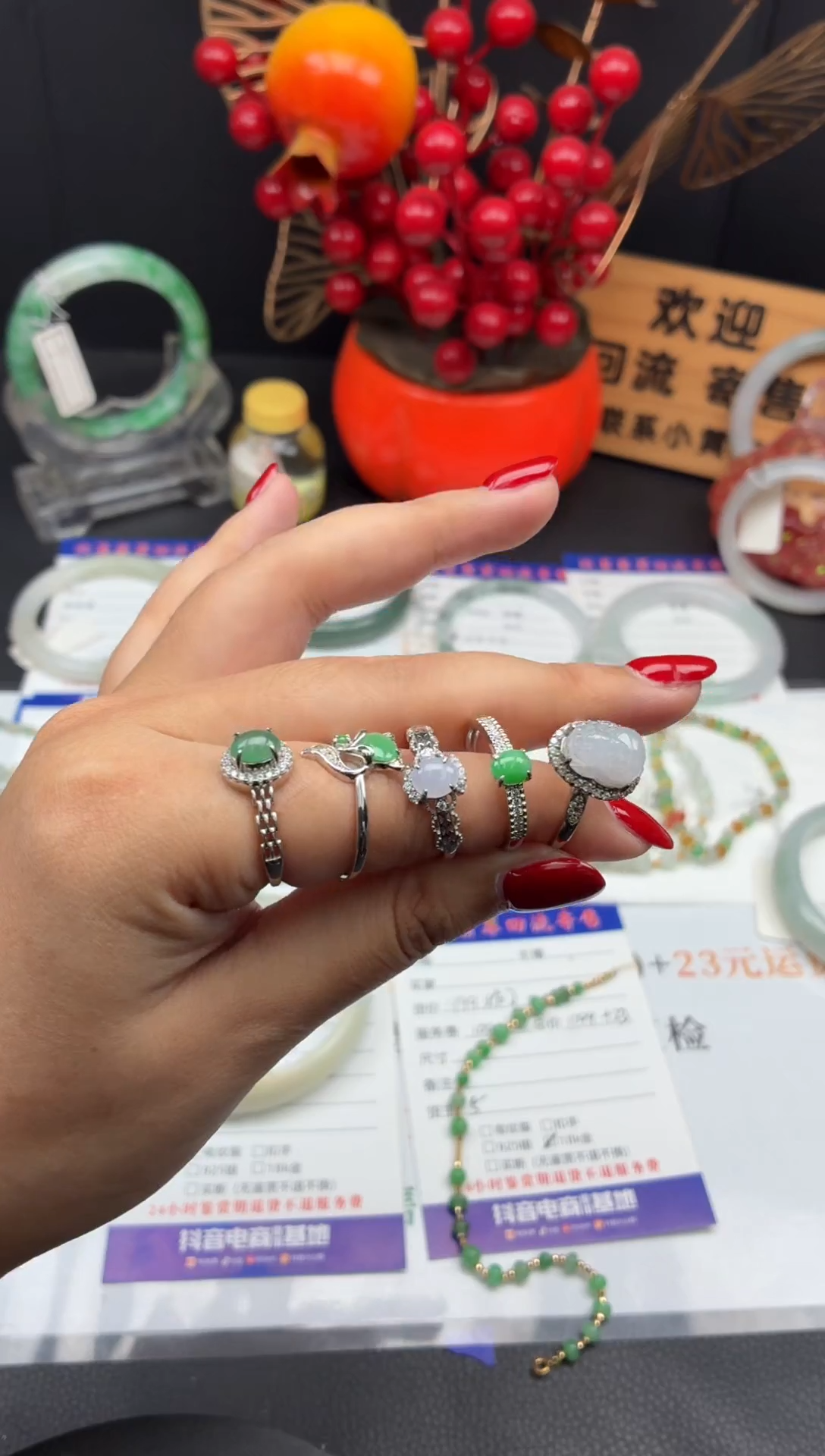 银S925镶嵌戒指翡翠多样性发一