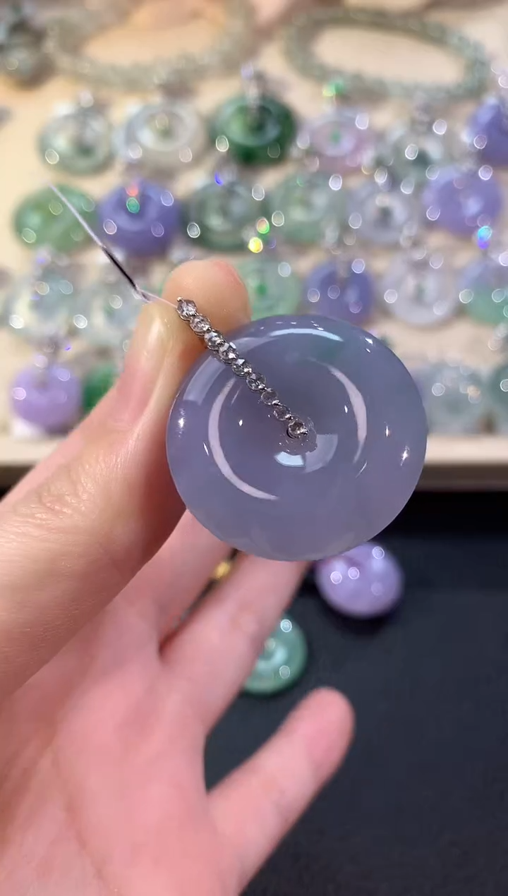 吊坠(不含链)18K金镶嵌翡翠冬日珠宝E114紫货有色差