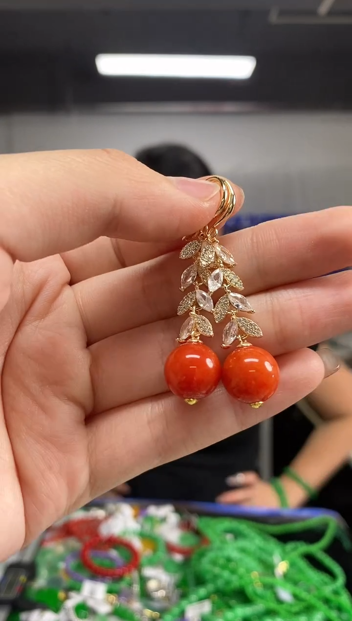 未镶嵌南红玛瑙耳饰闪购链接  多样性发其一颜色微差