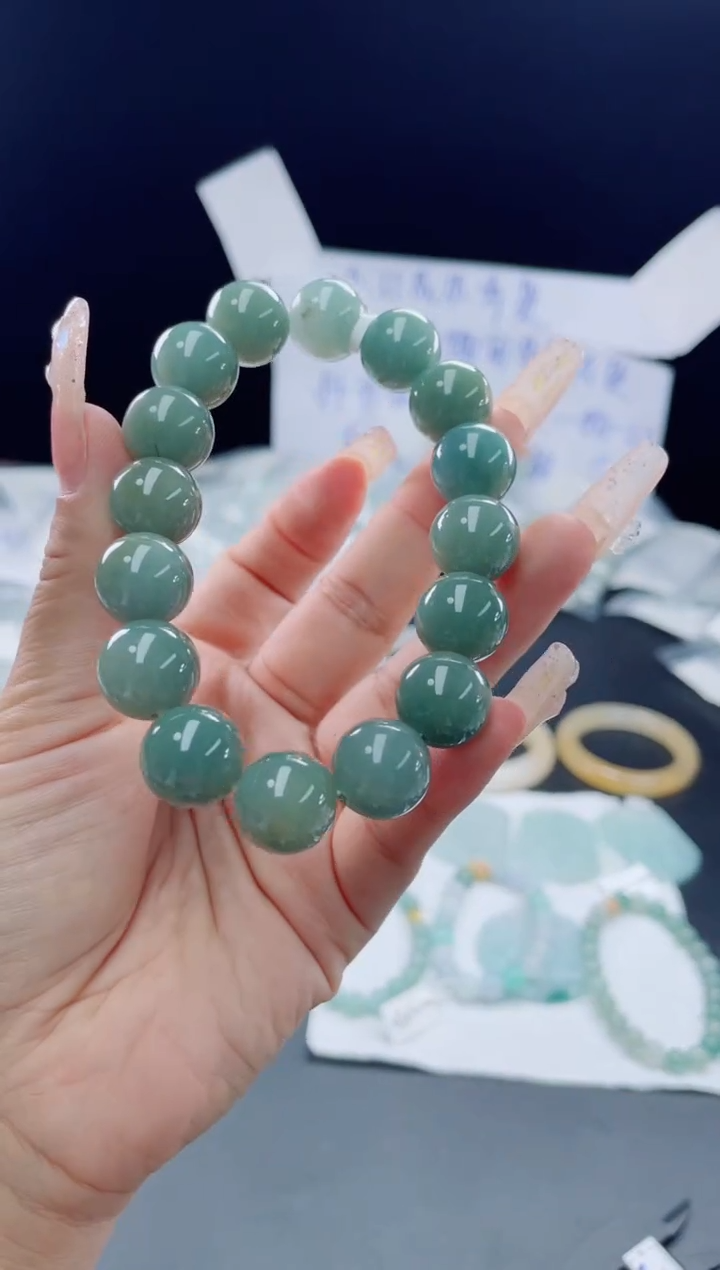 未镶嵌定制翡翠珠串14.0