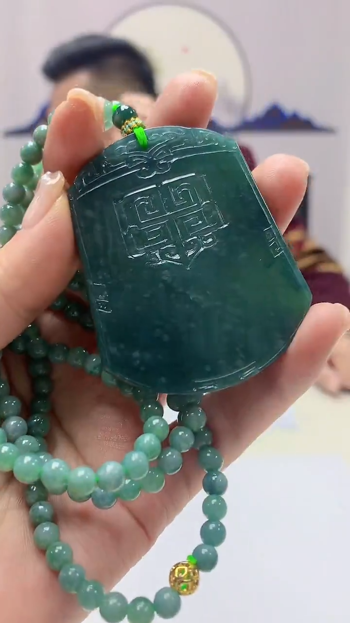 【闪购商品】定制翡翠未镶嵌5152ms-毛货33仿古牌赠珠链