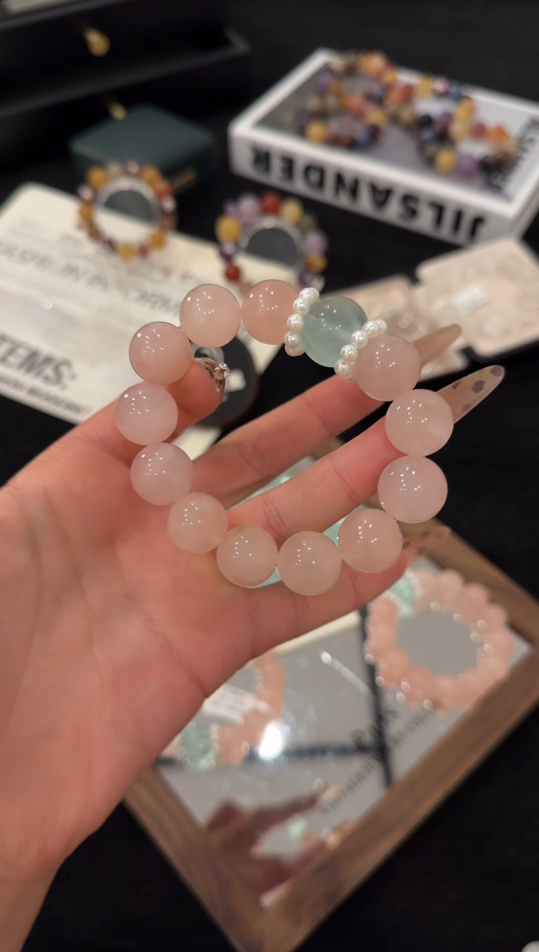 合金手链水晶粉水晶x3504