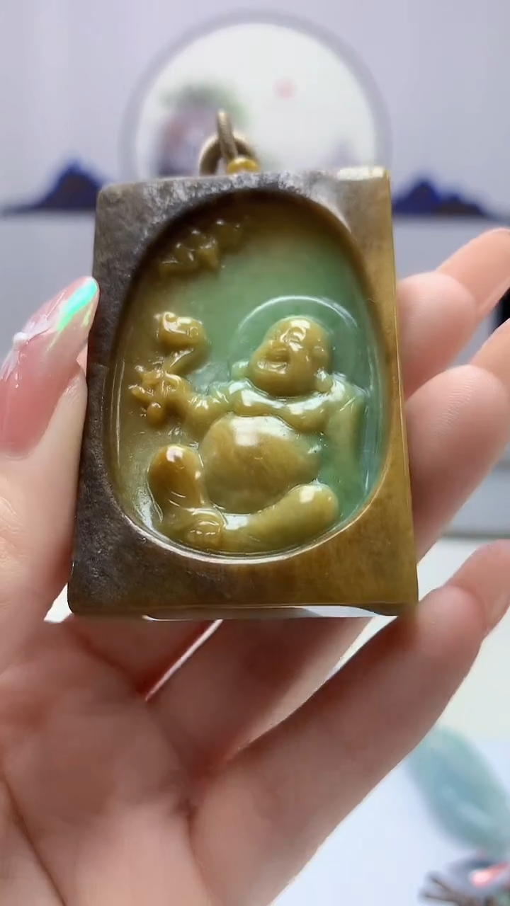 【闪购商品】定制翡翠未镶嵌4852DD-毛货挂件93