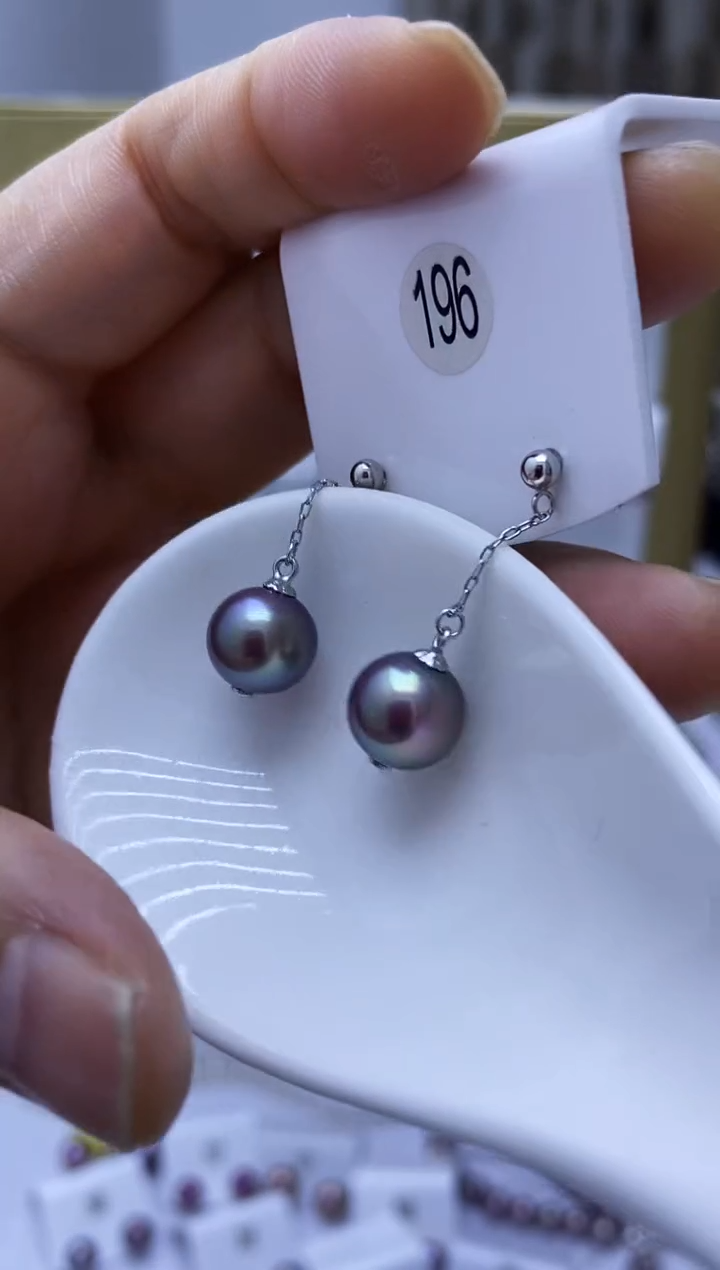 银S925镶嵌耳饰淡水珍珠196