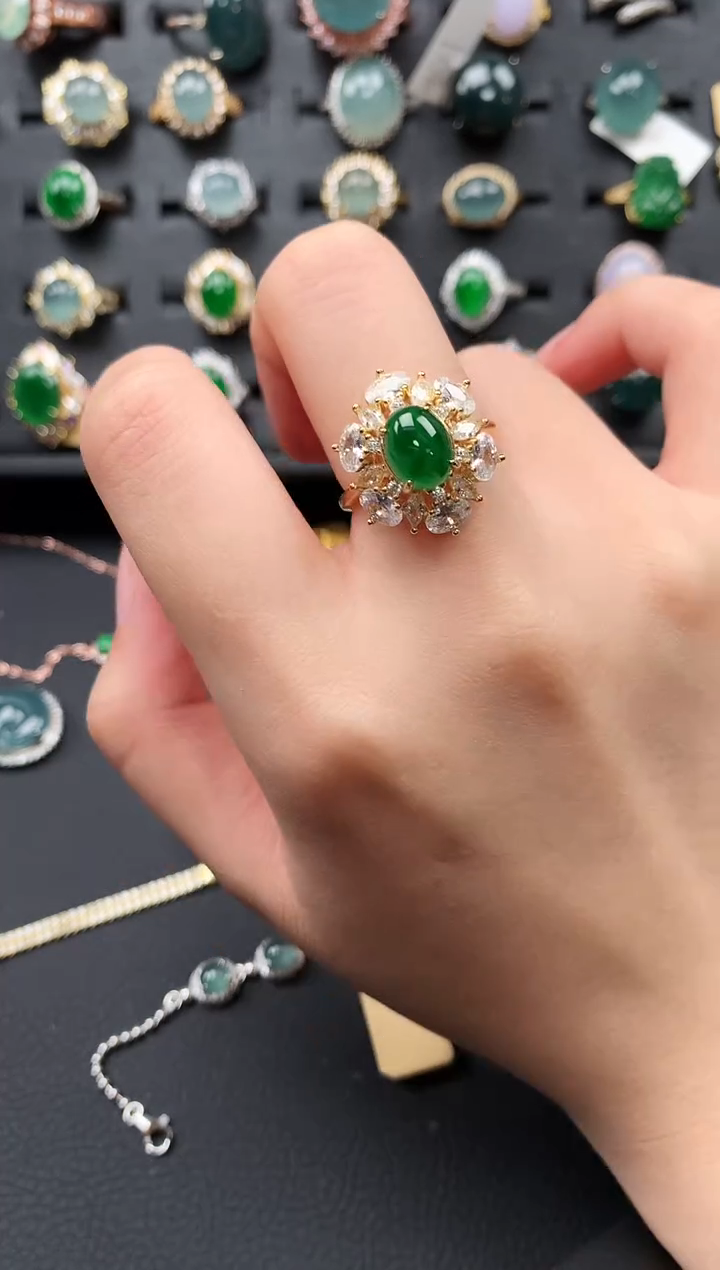 【闪购商品】翡翠戒指银S925镶嵌3653653