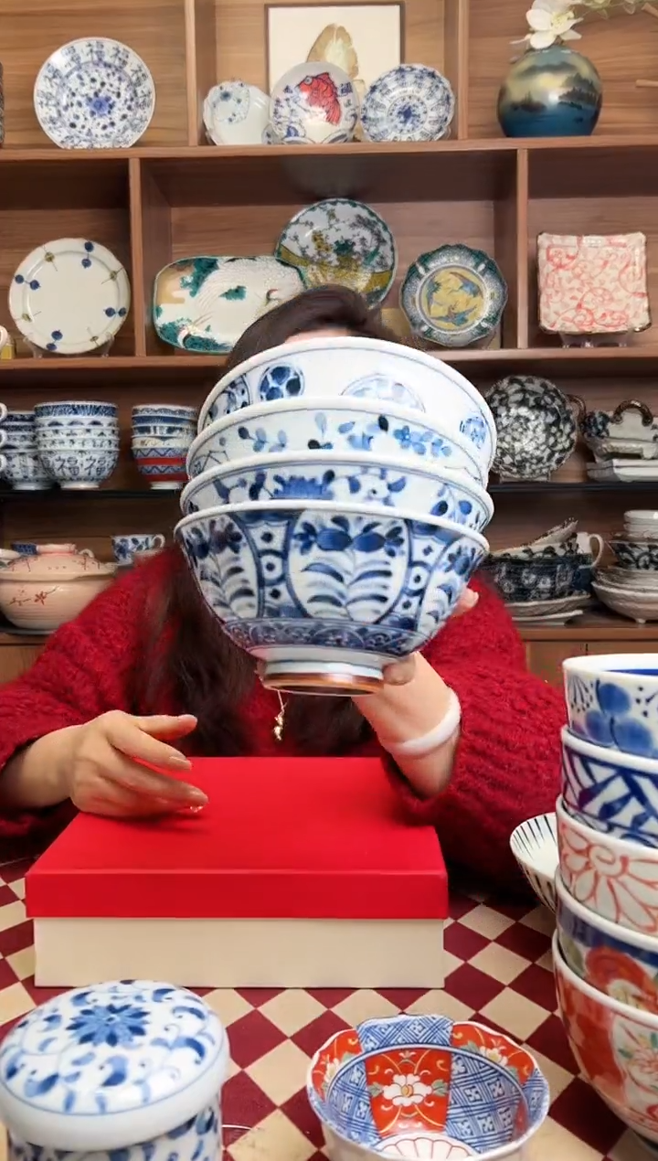 【闪购商品】瓷片蓝凛堂14cm茶渍碗 4只装混搭