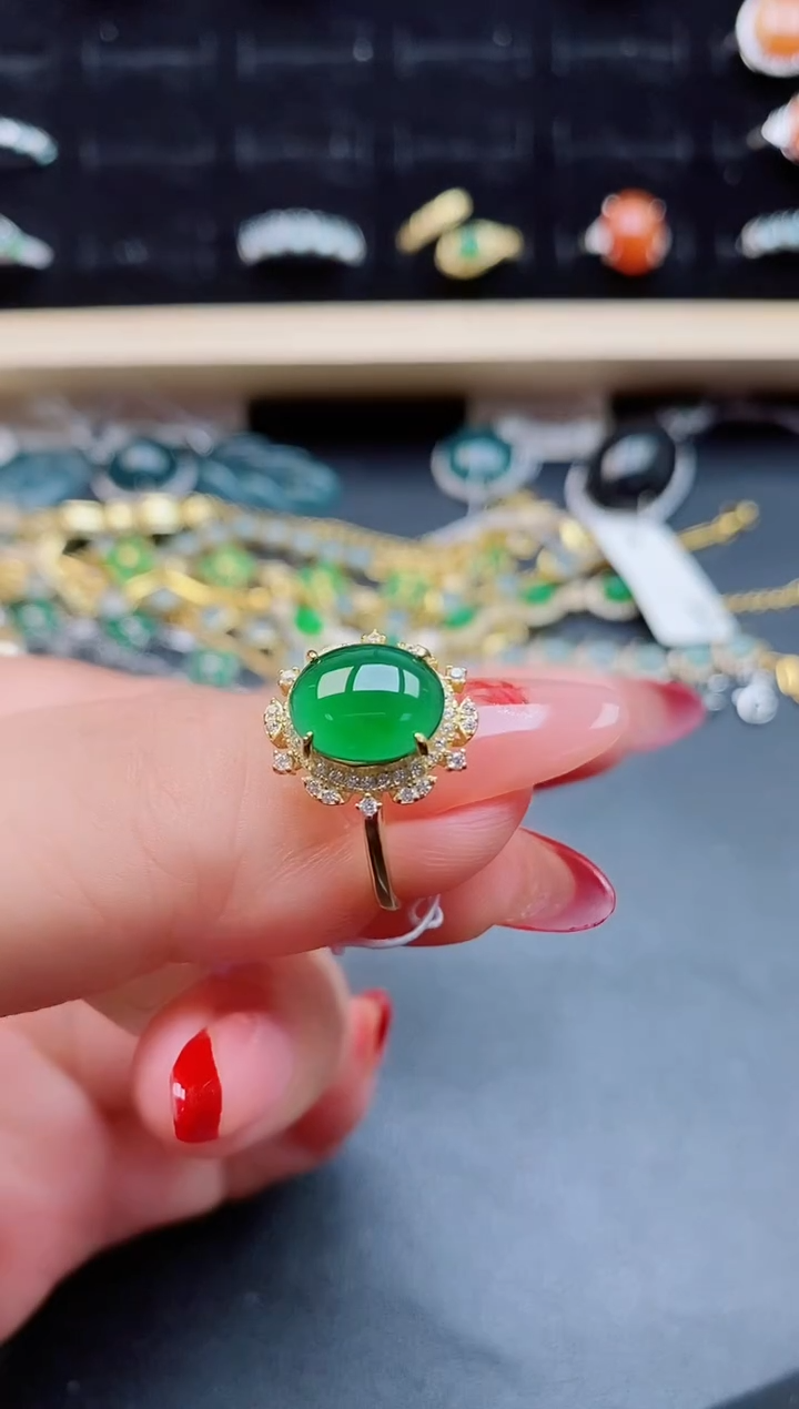 【闪购商品】翡翠戒指银S925镶嵌12121