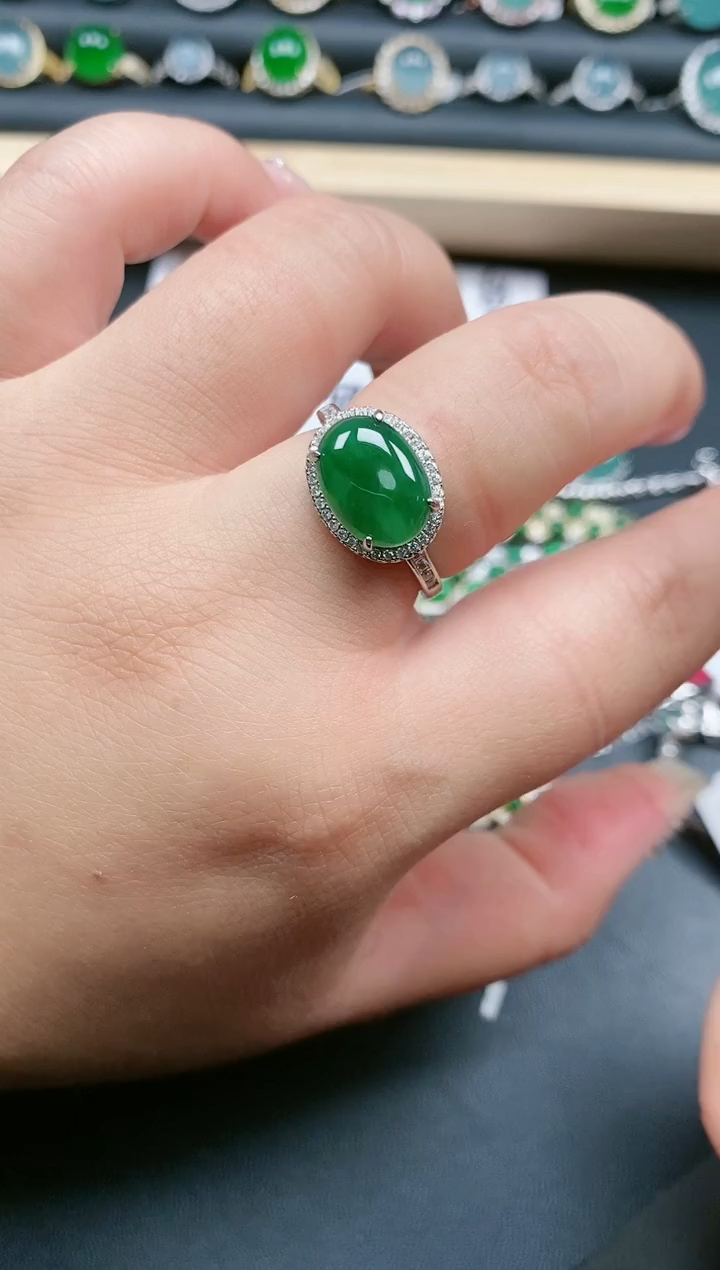 翡翠戒指银S925镶嵌1111111
