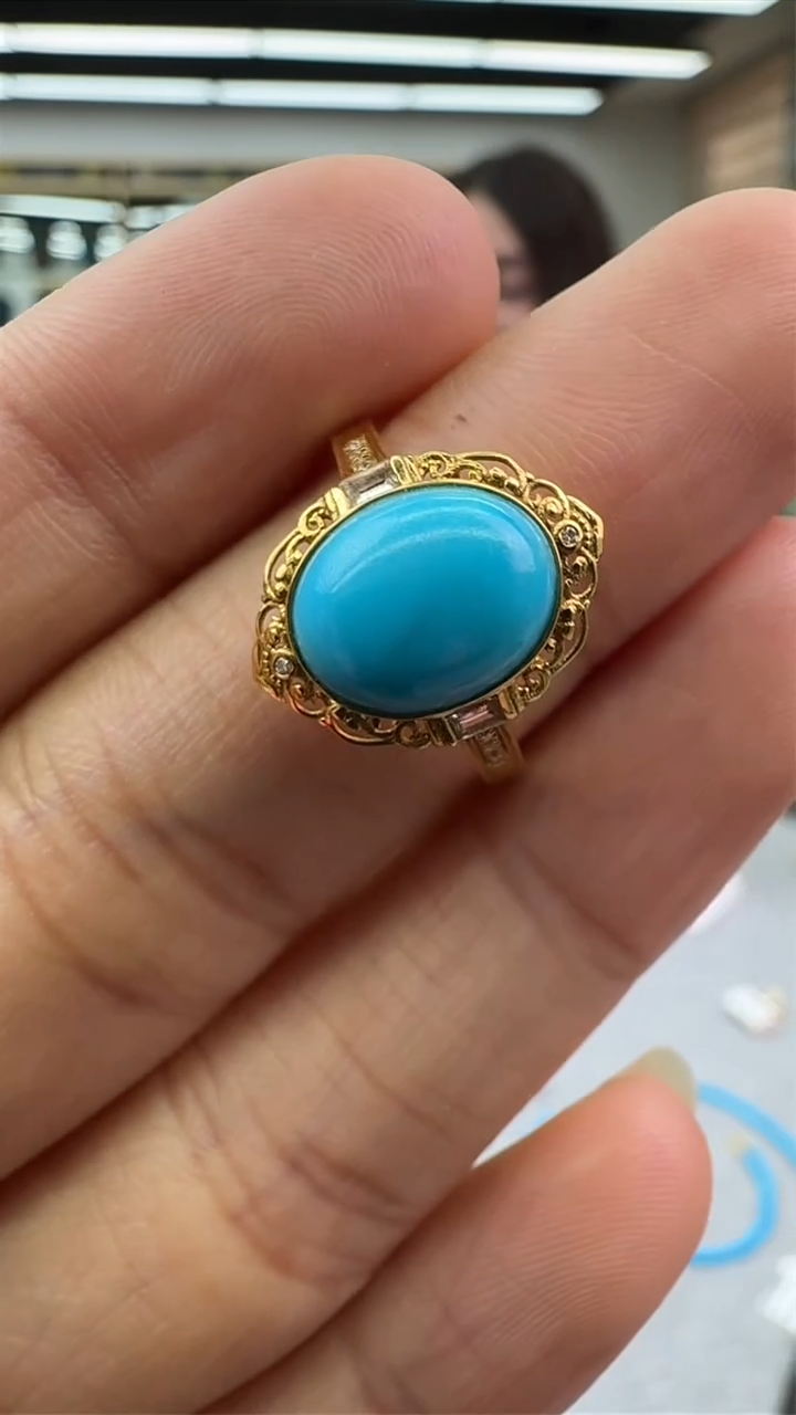 【闪购商品】绿松石戒指18K金镶嵌123秒拍号16
