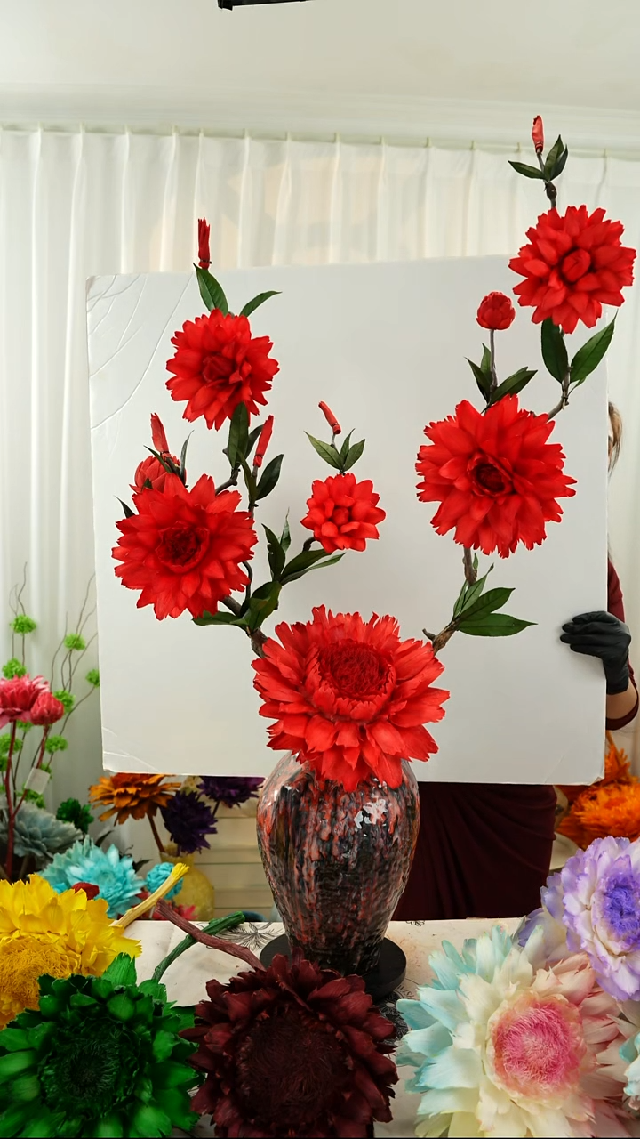 永生洋蓟霸王花【龙枣枝不带瓶红色】A5