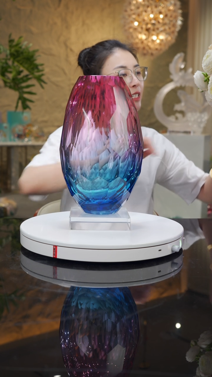 瓷片福利金红蓝切面花瓶