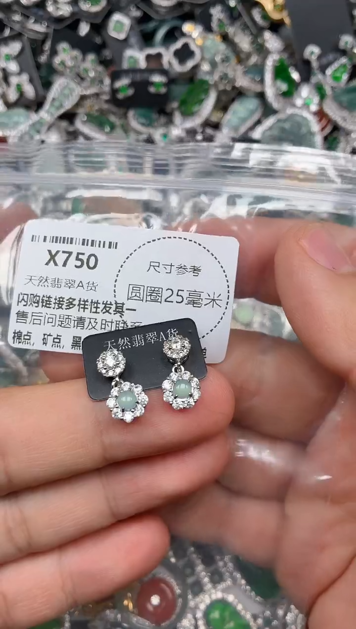 翡翠未镶嵌颈饰X750耳钉