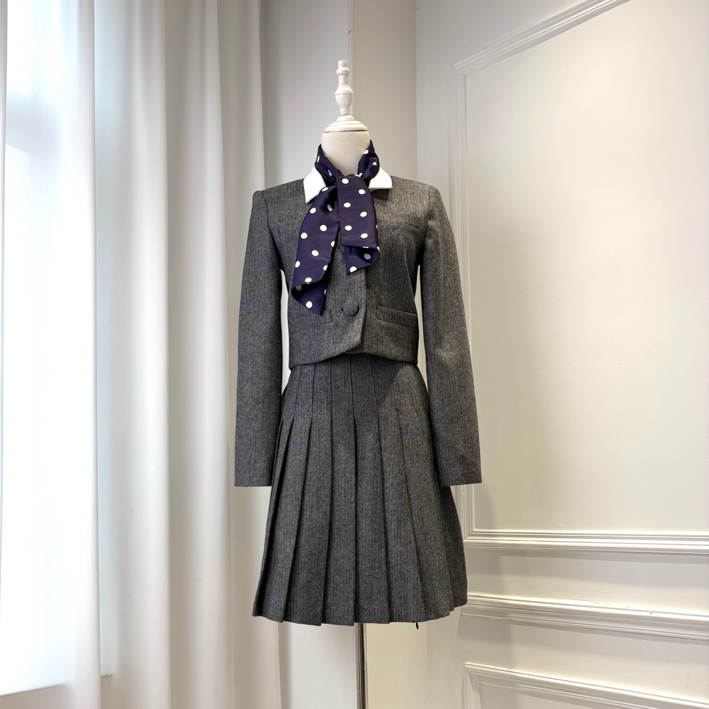 新款灰色小香风时尚两件套女士套装秋冬SS1001+SX1001