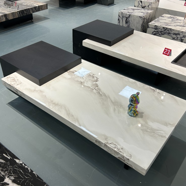 意式轻奢家用茶几整装创意可伸缩客厅别墅小户型客厅茶几极简