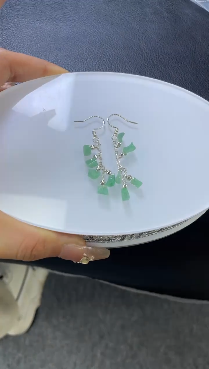 【闪购商品】翡翠耳饰银S925镶嵌耳饰一对 