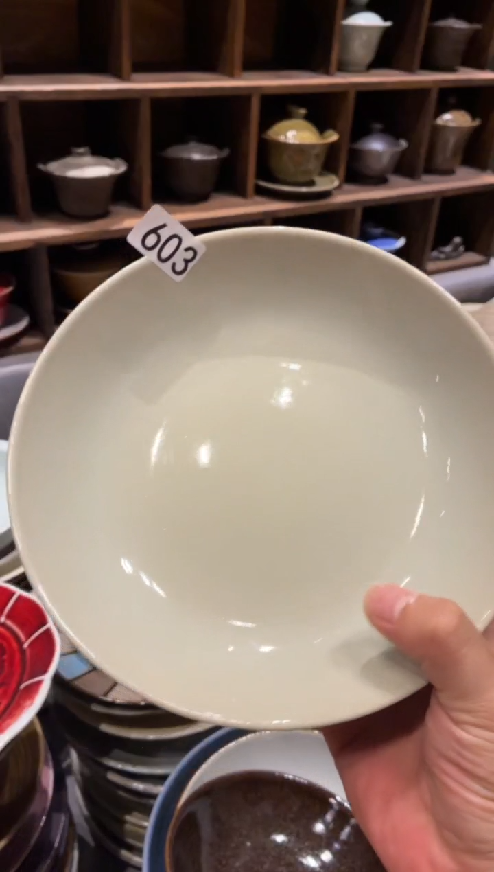 瓷片?603 灰釉锅盘1个 