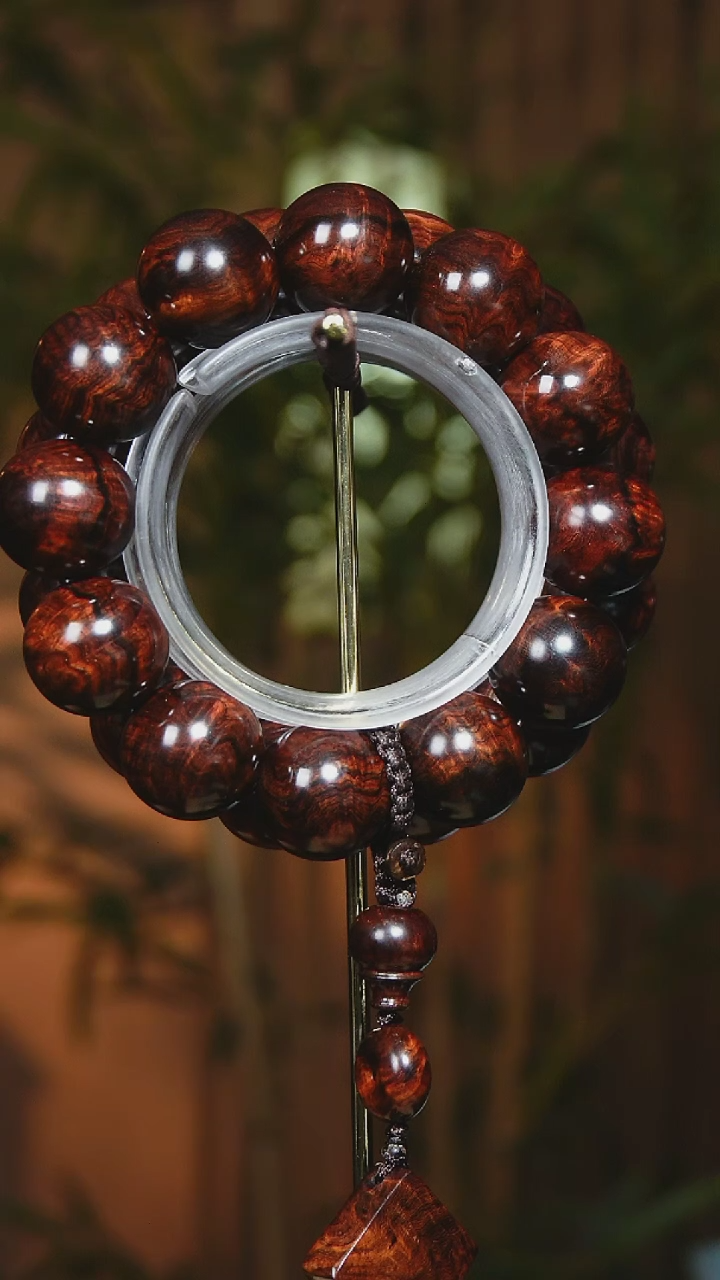 【闪购商品】黄花梨/降香黄檀手串/手链海南黄花梨褶皱水波2.0cm