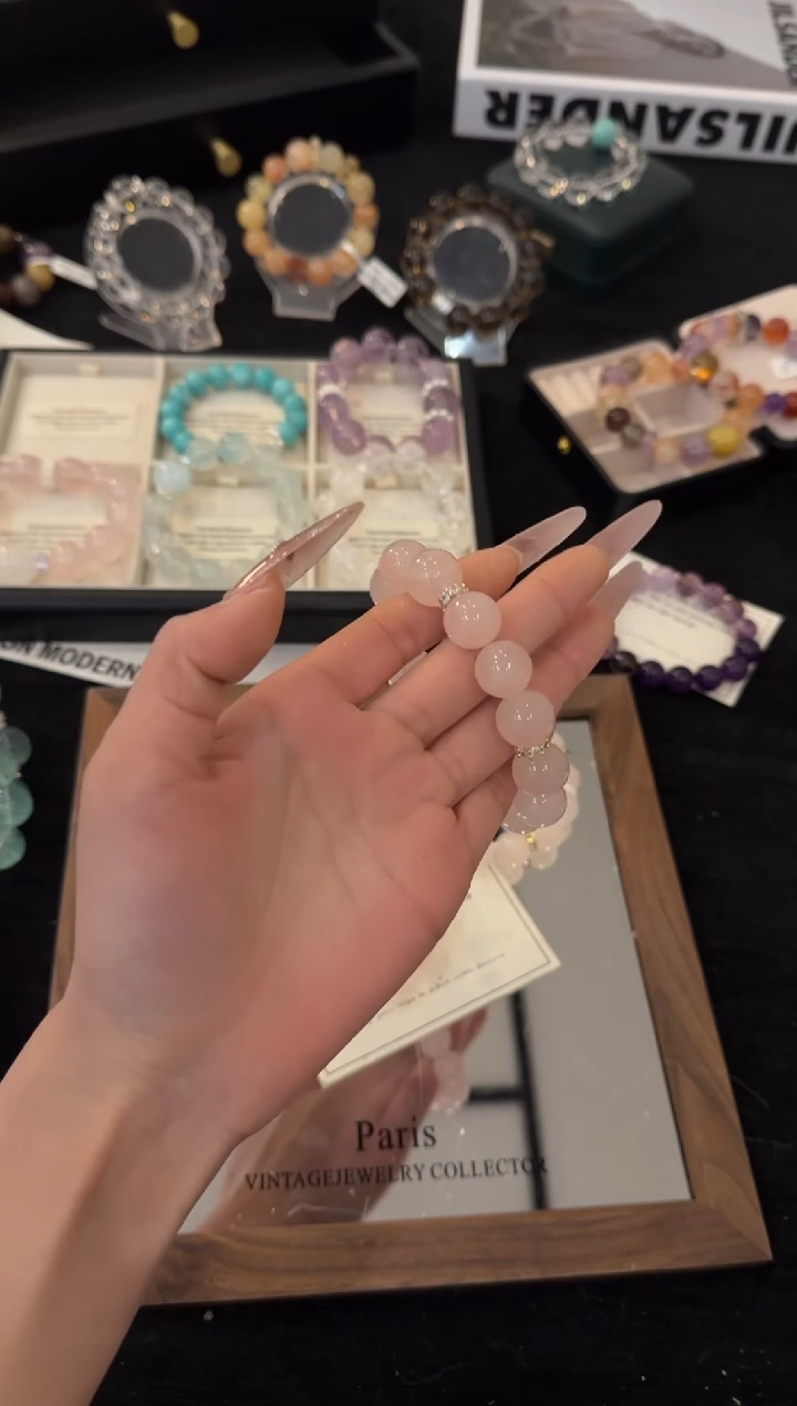 合金手链水晶粉水晶x3655