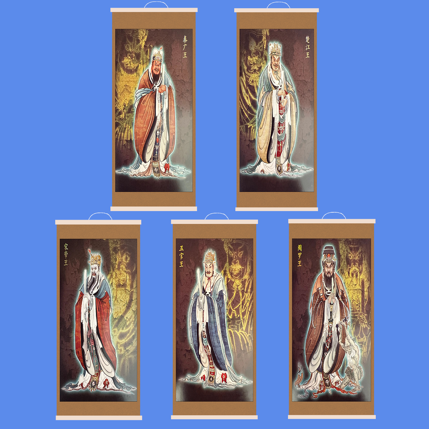 十殿阎王挂画十王图十殿阎君道场法场供奉专用油画布木轴挂画
