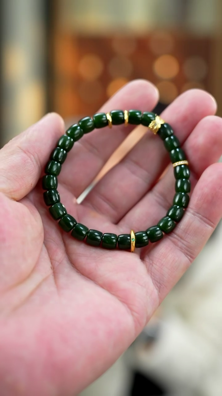 【闪购商品】和田玉手串银S925镶嵌@@WKY12