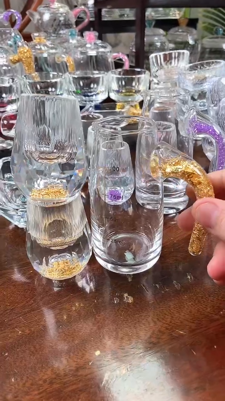 【闪购商品】玺宴新款水晶一壶两水滴杯金箔