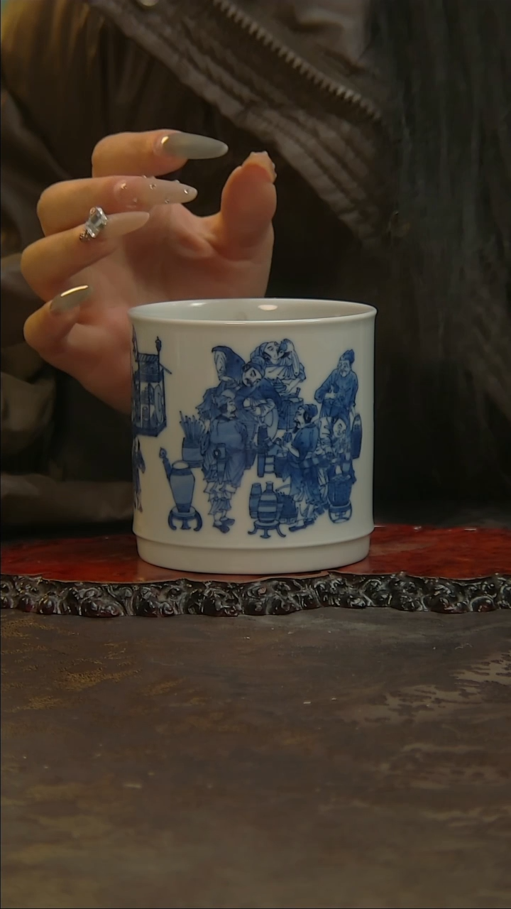 【闪购商品】青花手绘人物主人杯