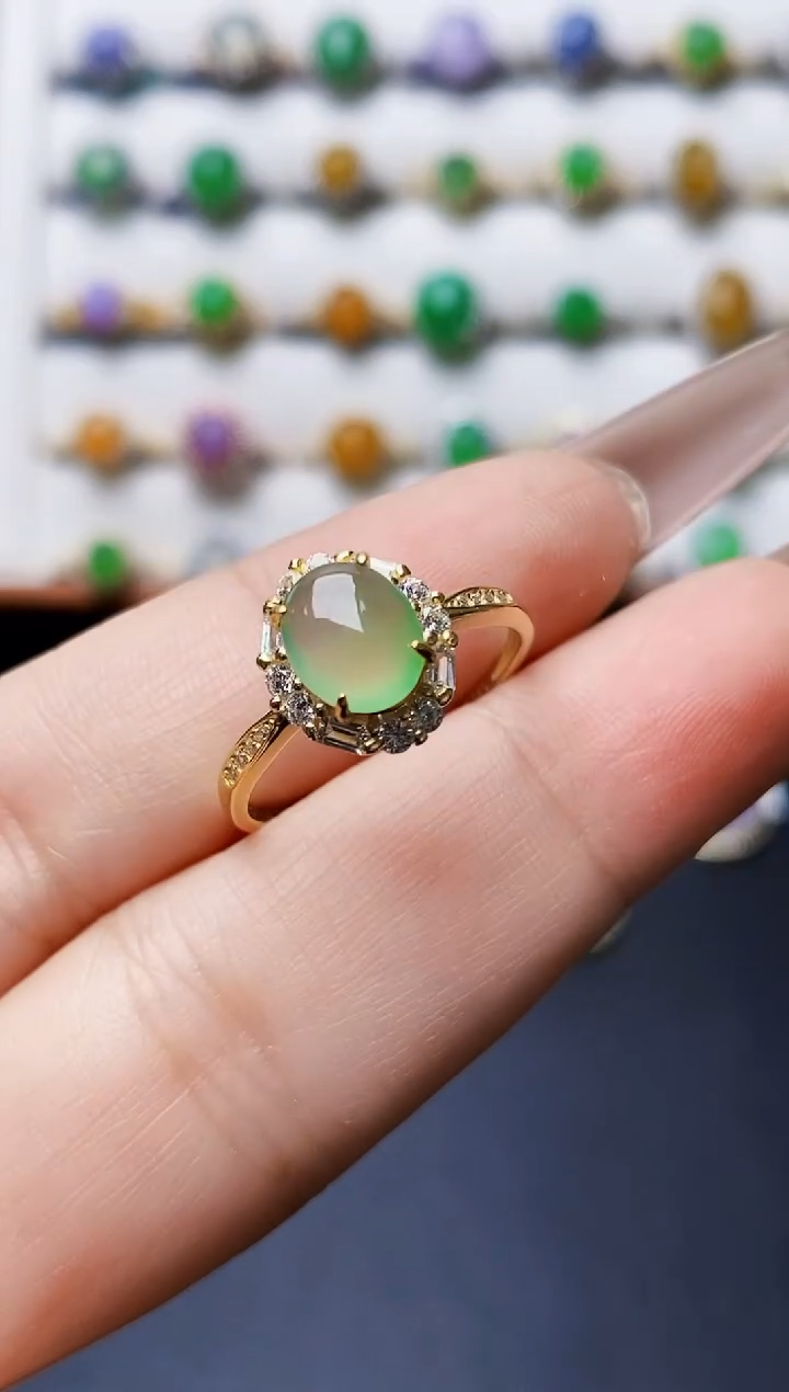 银S925镶嵌戒指翡翠0499