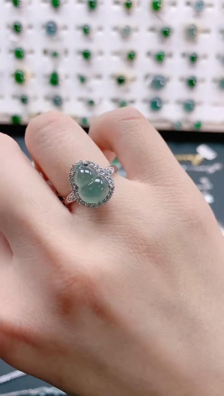 【闪购商品】翡翠戒指银S925镶嵌天然翡翠