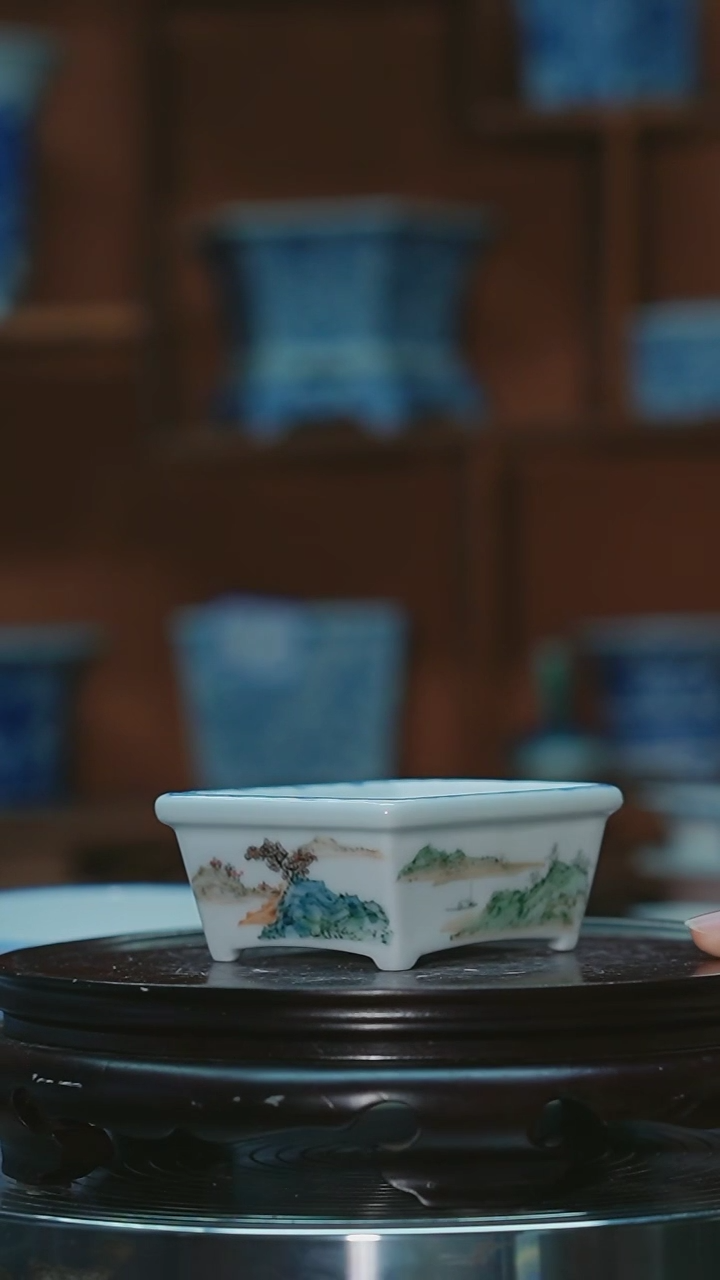 【闪购商品】白泥花盆手绘陶瓷内口6.5/5.1高深2.3