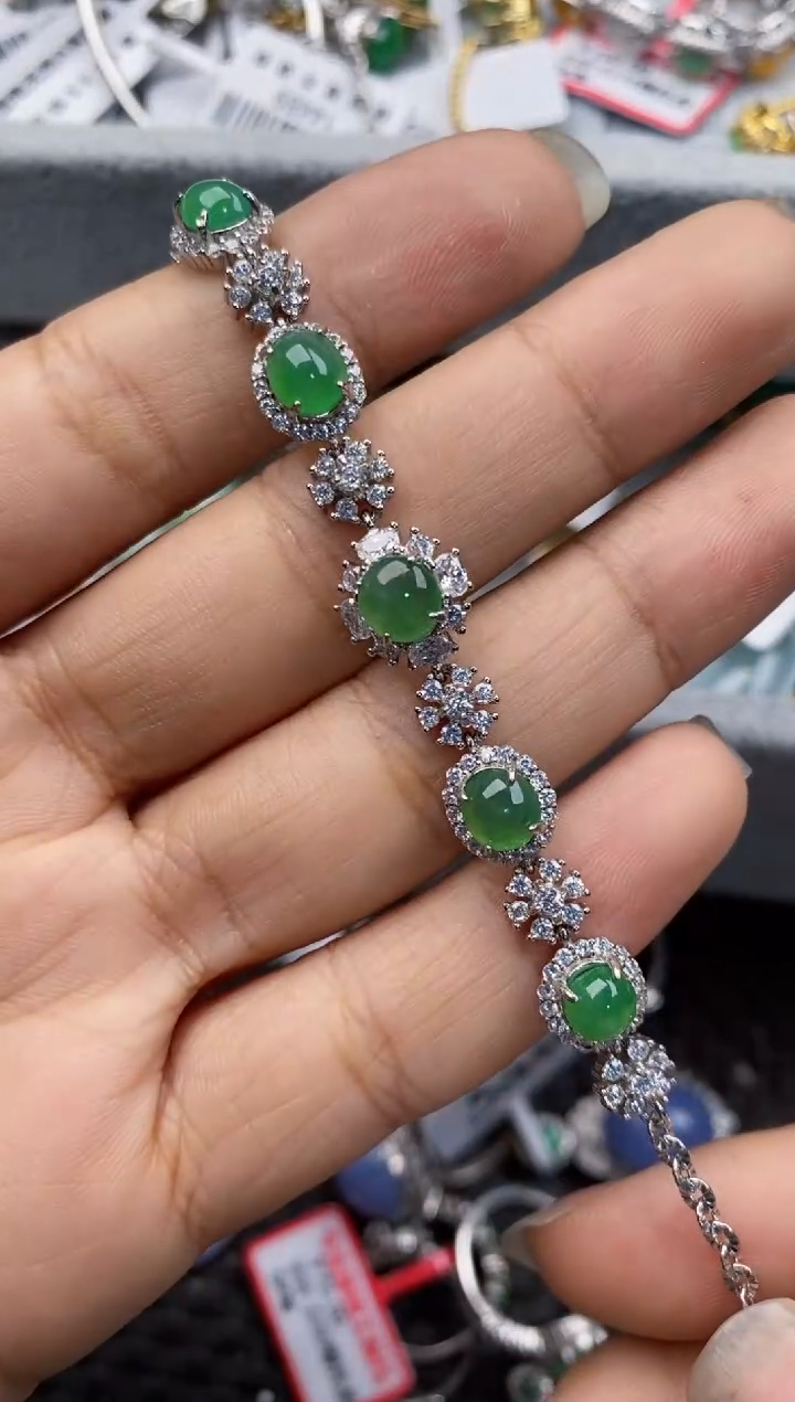 银S925镶嵌戒指翡翠777---8