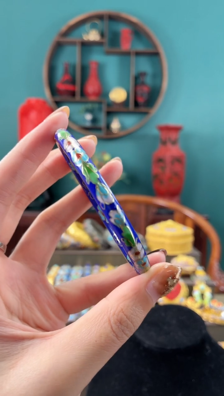 非遗手工景泰蓝开口镯子62-65宝蓝