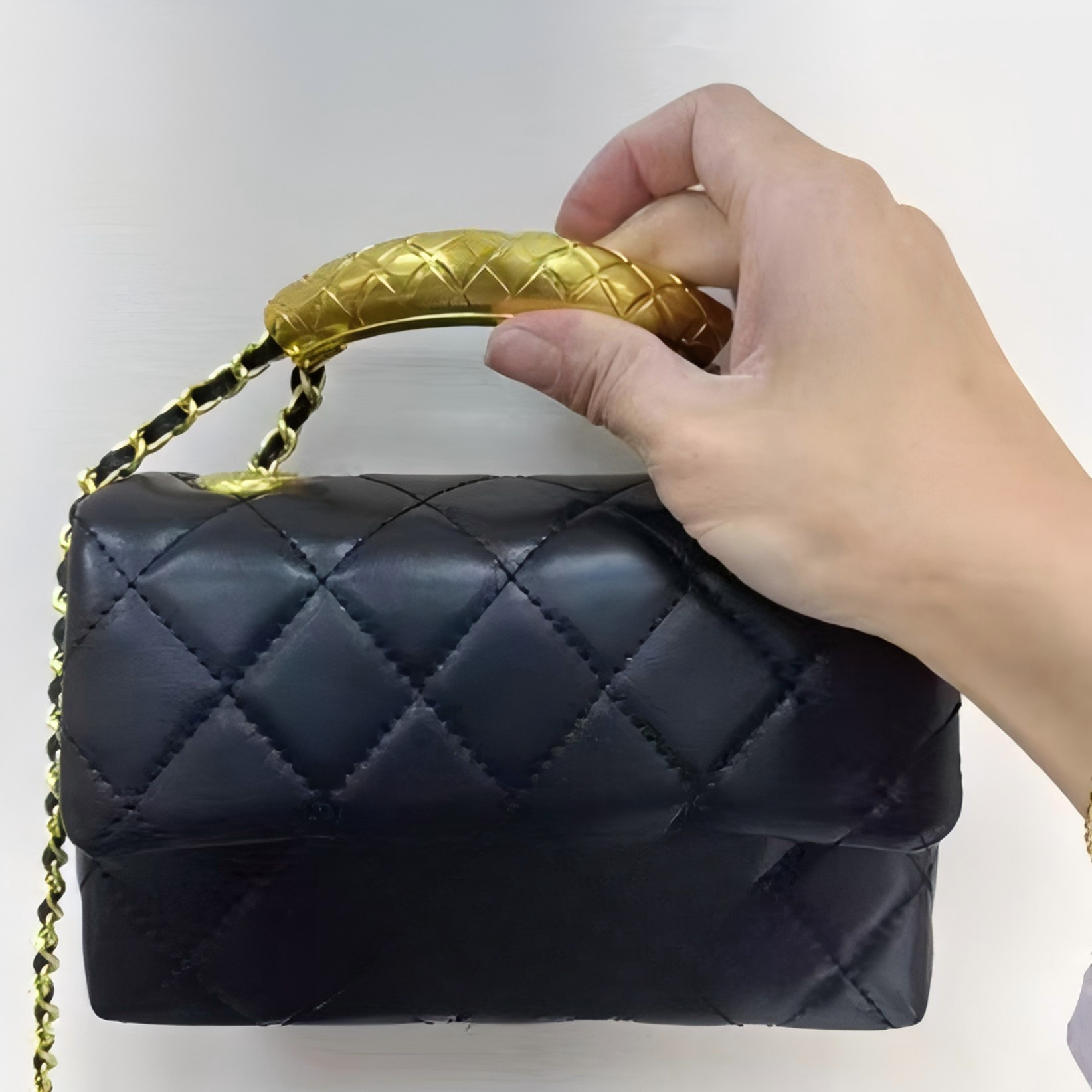 241266#轻奢时尚百搭女士黑色经典单肩菱格包