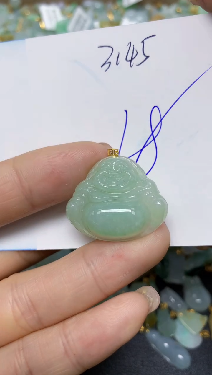 【闪购商品】翡翠挂件18K金镶嵌 天然翡翠A货