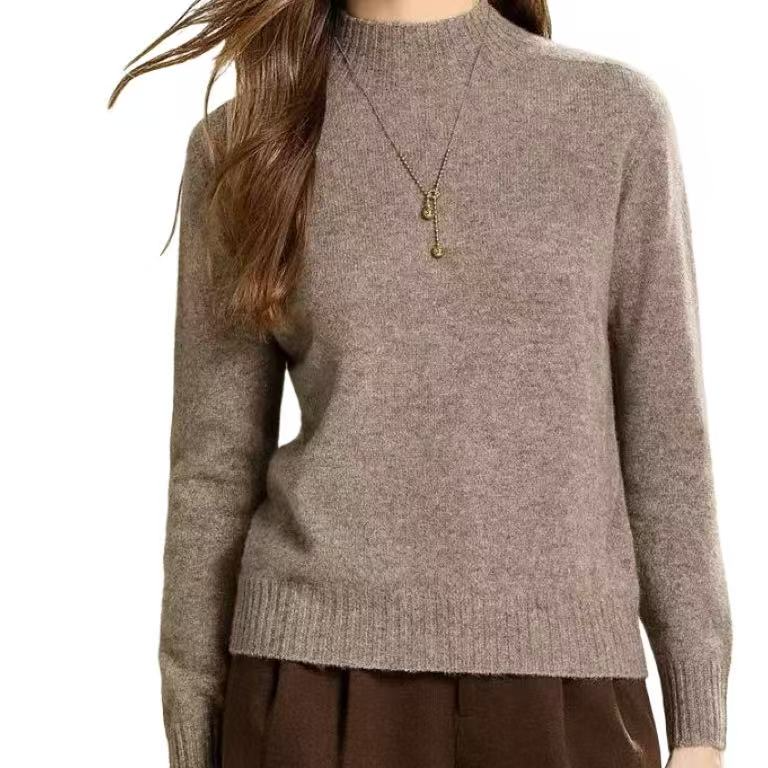 百搭纯色长袖秋冬时尚简约大气100%耗牛绒打底衫