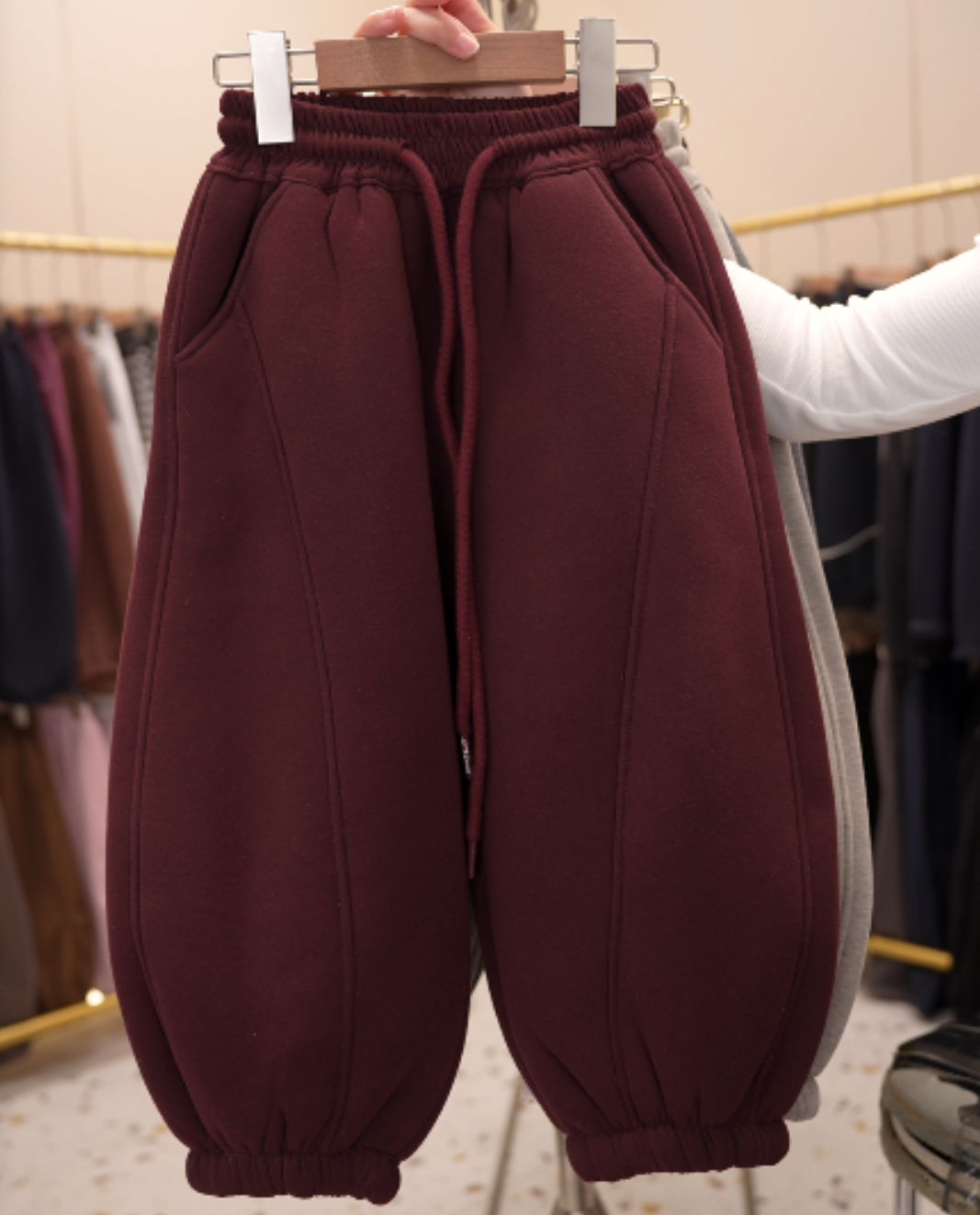 【850克加厚葵花绒】糯米葵花绒厚宽松弯刀灯笼阔腿裤韩版百搭保暖