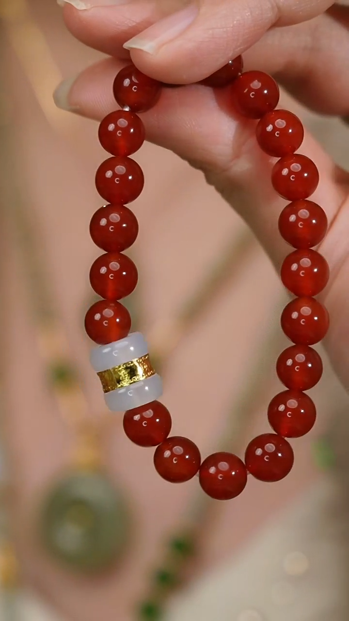 未镶嵌手链玛瑙/玉髓红玛瑙手串