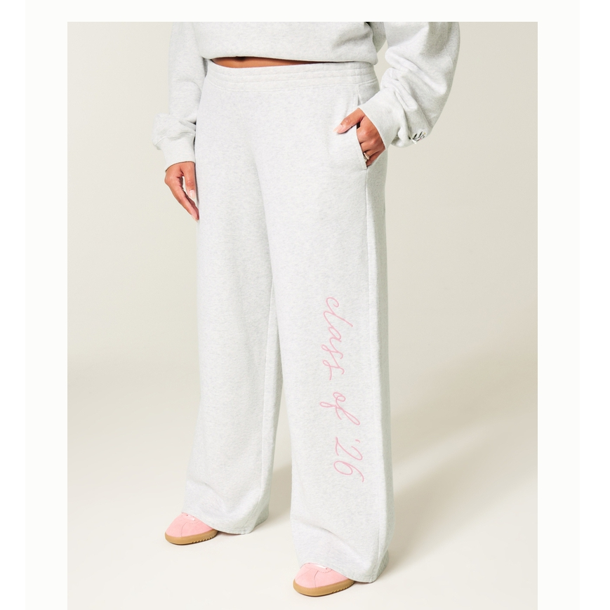 Hollister25秋冬新款baggy风抓绒刺绣低腰运动卫裤女装347-5192