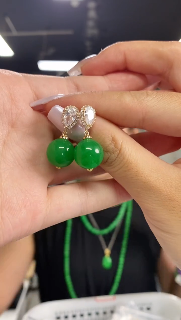 翡翠银S925镶嵌耳饰闪购链接  多样性发其一颜色微差