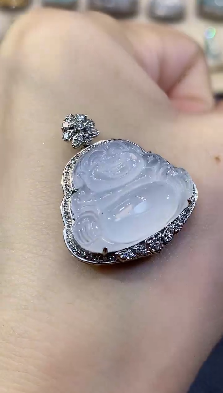 吊坠(不含链)18K金镶嵌翡翠A30