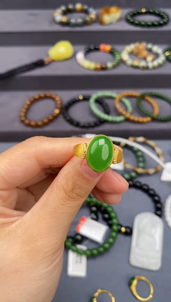 未镶嵌和田玉挂件碧玉戒圈