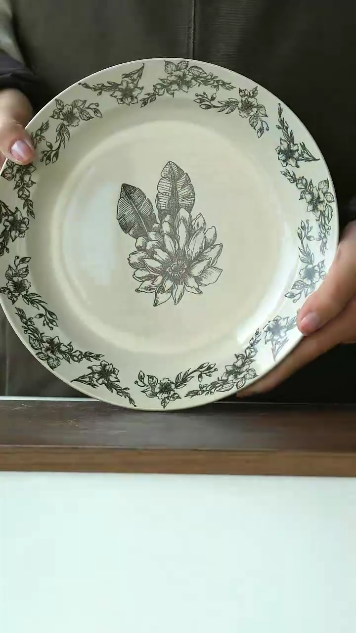 【闪购商品】陶瓷微瑕中古晚香主菜盘@4-2@