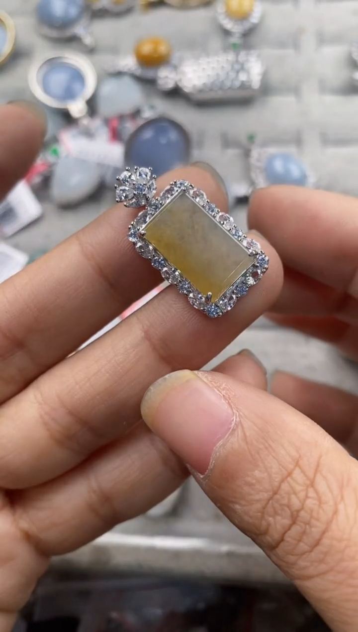 银S925镶嵌戒指翡翠555----8