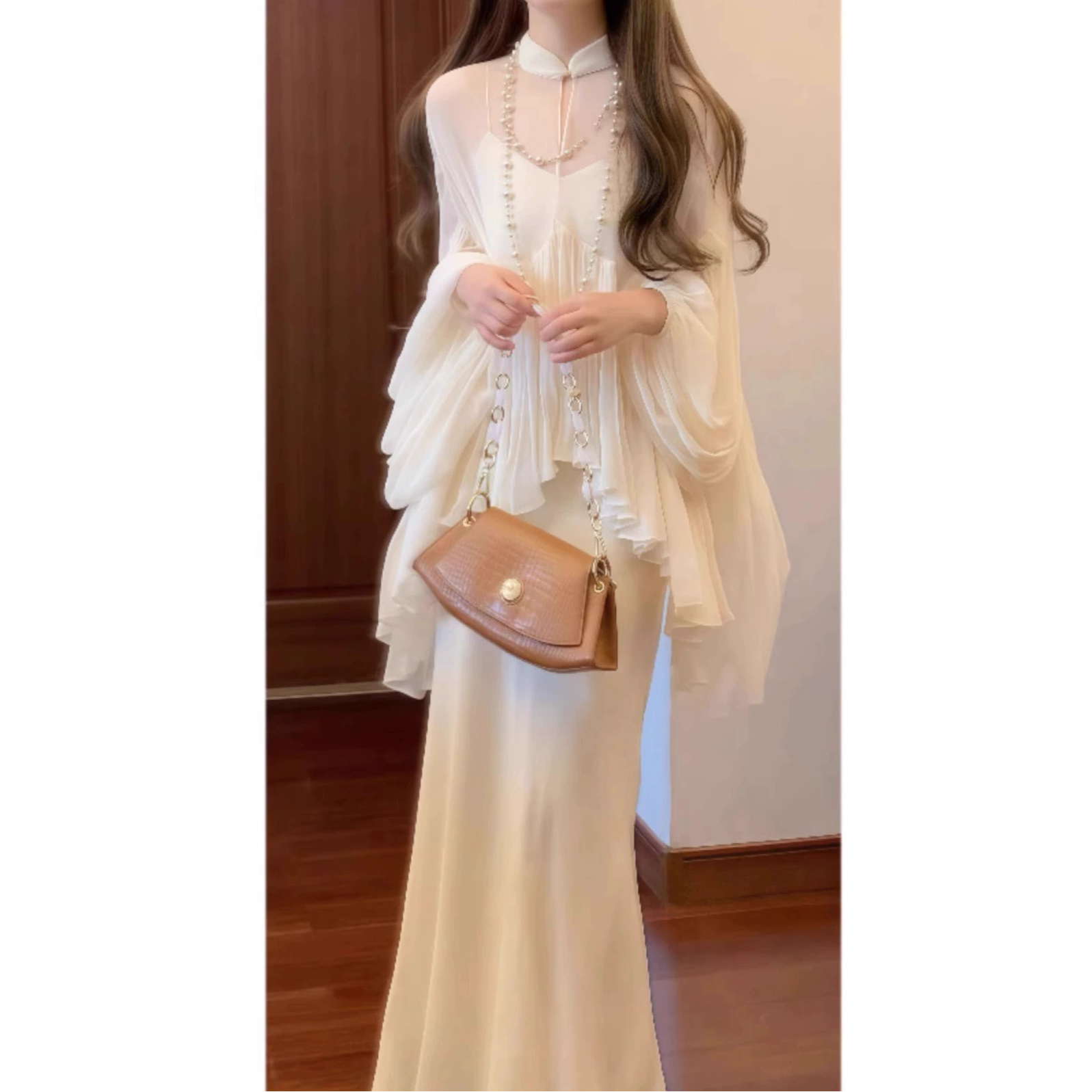 开夏穿搭一整套2025新款新中式上衣吊带鱼尾连衣裙气质漂亮套装女