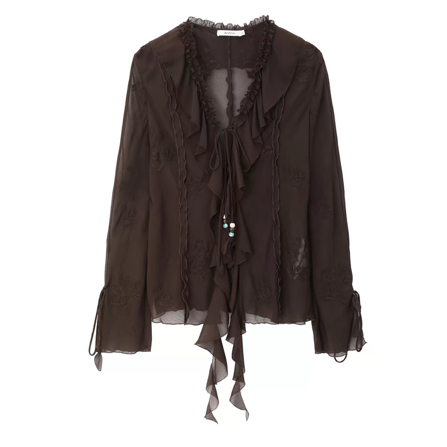 AVVENN 项小七 设计师品牌26早春新品不规则V领衬衫