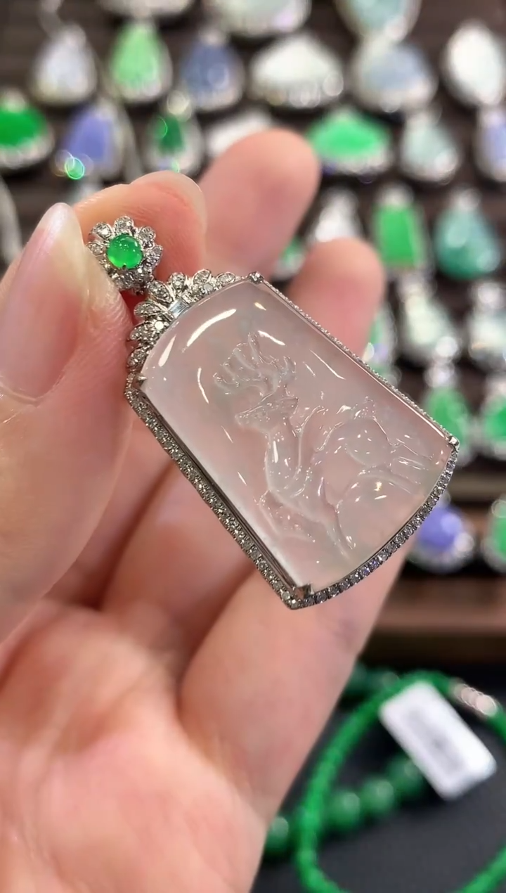 吊坠(不含链)18K金镶嵌翡翠b133