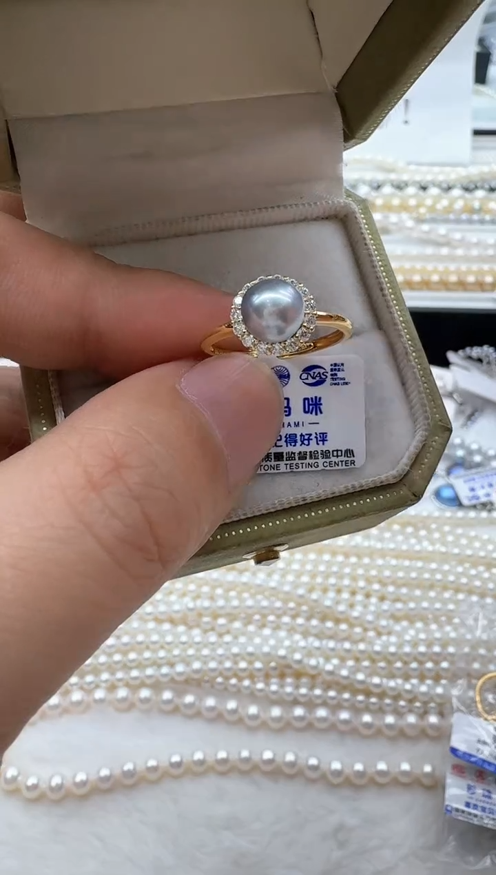 【闪购商品】海水珍珠戒指银S925镶嵌非基地发货不带证书