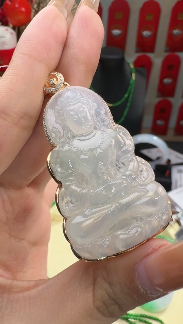 【闪购商品】翡翠颈饰18K金镶嵌挂件