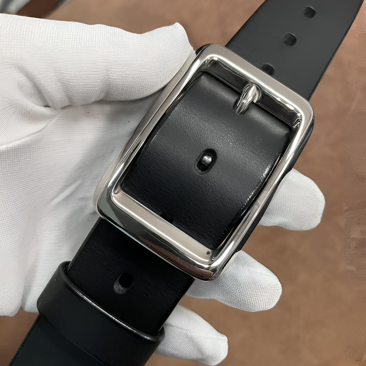 全钢长方日字针扣头层牛皮手工皮带男士百搭真皮商务带扣男款