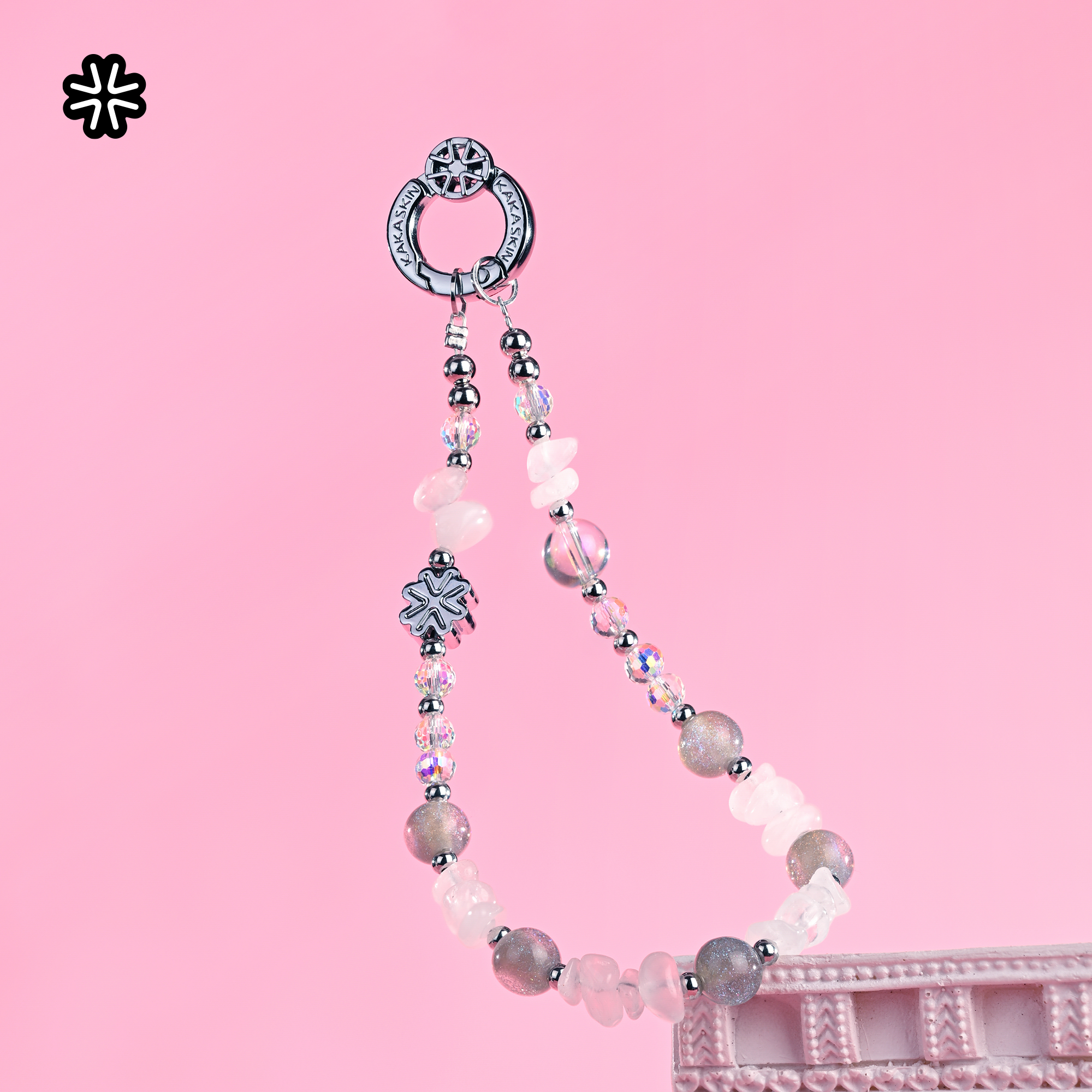 kakaskin/卡卡思手机短精致时尚珠饰灰色满天星ins手机手机链